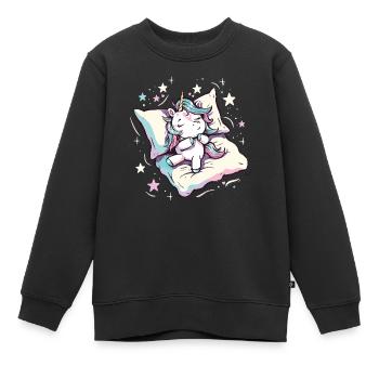 Pyjama de sommeil chemise de nuit licorne - Sweat Premium enfant bio - noir - Devant - AI Model Kid Female (0cm)