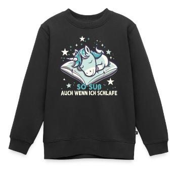 Pyjama de sommeil chemise de nuit licorne - Sweat Premium enfant bio - noir - Devant - AI Model Kid Female (0cm)