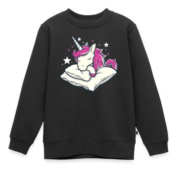 Pyjama de sommeil chemise de nuit licorne - Sweat Premium enfant bio - noir - Devant - AI Model Kid Female (0cm)