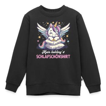 Pyjama de sommeil chemise de nuit licorne - Sweat Premium enfant bio - noir - Devant - AI Model Kid Female (0cm)