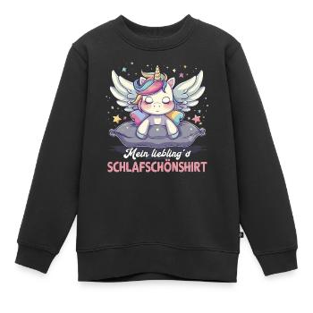 Pyjama de sommeil chemise de nuit licorne - Sweat Premium enfant bio - noir - Devant - AI Model Kid Female (0cm)