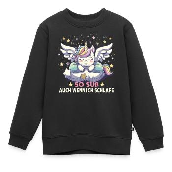 Pyjama de sommeil chemise de nuit licorne - Sweat Premium enfant bio - noir - Devant - AI Model Kid Female (0cm)
