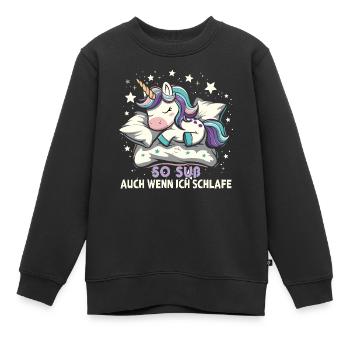Pyjama de sommeil chemise de nuit licorne - Sweat Premium enfant bio - noir - Devant - AI Model Kid Female (0cm)