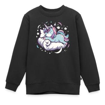 Pyjama de sommeil chemise de nuit licorne - Sweat Premium enfant bio - noir - Devant - AI Model Kid Female (0cm)