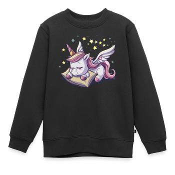Pyjama de sommeil chemise de nuit licorne - Sweat Premium enfant bio - noir - Devant - AI Model Kid Female (0cm)