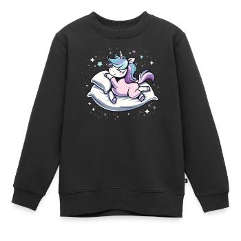 Pyjama de sommeil chemise de nuit licorne - Sweat Premium enfant bio - noir - Devant - AI Model Kid Female (0cm)