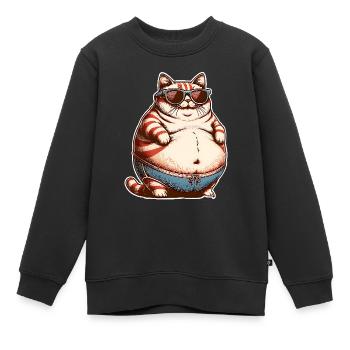 Dicke Katze - Kinder Premium Organic Sweatshirt - Schwarz - Vorne - AI Model Kid Female (0cm)
