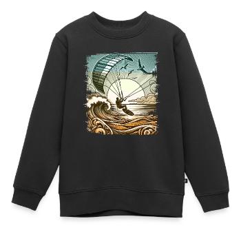 Kitesurfen Kitesurf Kitesurfer Kiteboard - Kinder Premium Organic Sweatshirt - Schwarz - Vorne - AI Model Kid Female (0cm)