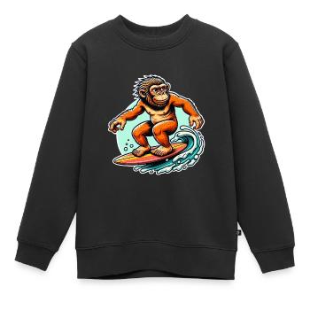 Neanderthal surfers surfers - Kids Premium Organic Sweatshirt - black - Front - AI Model Kid Female (0cm)