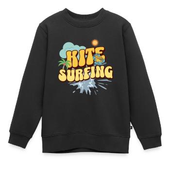 Kitesurf Kitesurfer Kiteboard - Kinder Premium Organic Sweatshirt - Schwarz - Vorne - AI Model Kid Female (0cm)