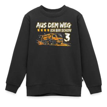 3rd birthday three years garbage truck - Kids Premium Organic Sweatshirt - black - Front - AI Model Kid Female (0cm)