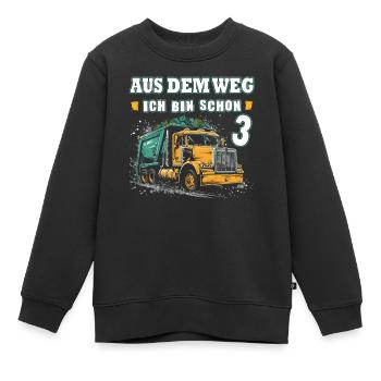 3rd birthday three years garbage truck - Kids Premium Organic Sweatshirt - black - Front - AI Model Kid Female (0cm)