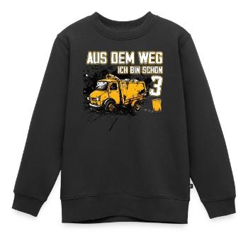 3rd birthday three years garbage truck - Kids Premium Organic Sweatshirt - black - Front - AI Model Kid Female (0cm)