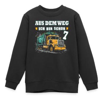 7. Geburtstag sieben Jahre Müllauto - Kinder Premium Organic Sweatshirt - Schwarz - Vorne - AI Model Kid Female (0cm)