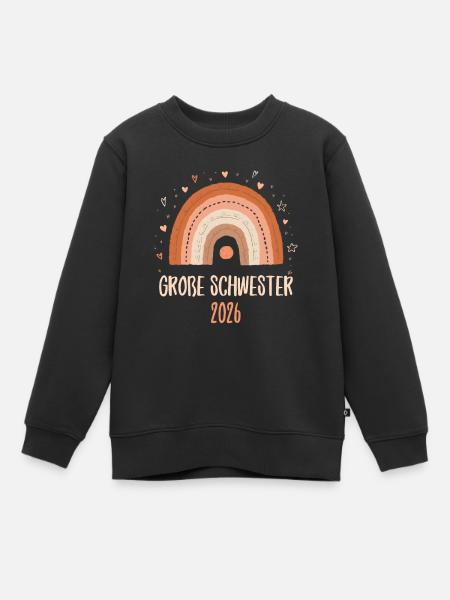 Große Schwester 2026 Regenbogen - Kinder Premium Organic Sweatshirt - Schwarz