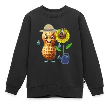 Drôle de cacahuète jardinier fleurs arrosage enfant - Sweat Premium enfant bio - noir - Devant - AI Model Kid Female (0cm)