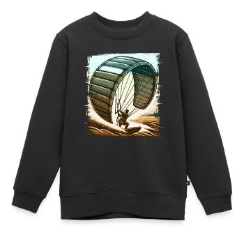 Kitesurf Kitesurfer Kiteboard - Kinder Premium Organic Sweatshirt - Schwarz - Vorne - AI Model Kid Female (0cm)