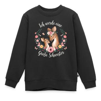 Ich werde eine große Schwester Reh Rehe - Kinder Premium Organic Sweatshirt - Schwarz - Vorne - AI Model Kid Female (0cm)