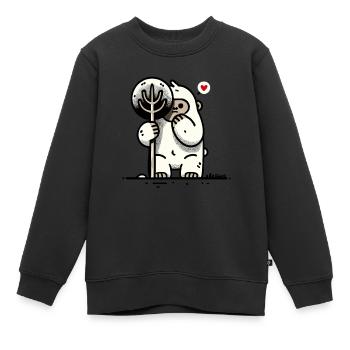kleiner Gorilla versteckt sich hinter einem Baum - Kinder Premium Organic Sweatshirt - Schwarz - Vorne - AI Model Kid Female (0cm)