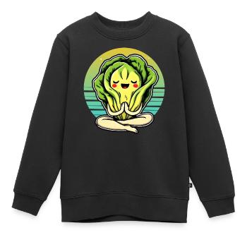 Salat Romaine Calm – Lustiger Salat - Kinder Premium Organic Sweatshirt - Schwarz - Vorne - AI Model Kid Female (0cm)