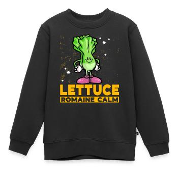 Salat Romaine Calm – Lustiger Salat - Kinder Premium Organic Sweatshirt - Schwarz - Vorne - AI Model Kid Female (0cm)