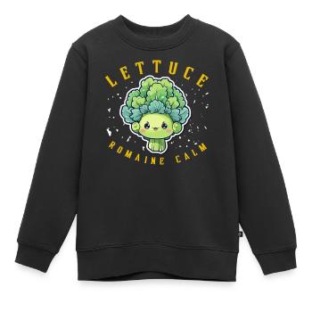Salat Romaine Calm – Lustiger Salat - Kinder Premium Organic Sweatshirt - Schwarz - Vorne - AI Model Kid Female (0cm)