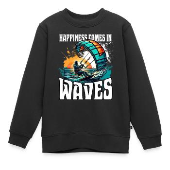 Kitesurfen Kitesurfer Kiteboard - Kinder Premium Organic Sweatshirt - Schwarz - Vorne - AI Model Kid Female (0cm)