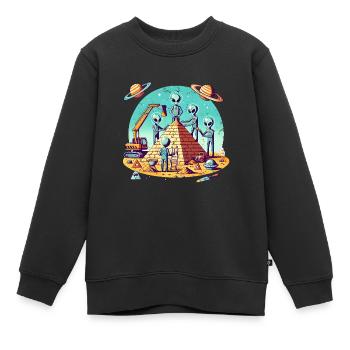 Les extraterrestres construisent une pyramide - Sweat Premium enfant bio - noir - Devant - AI Model Kid Female (0cm)