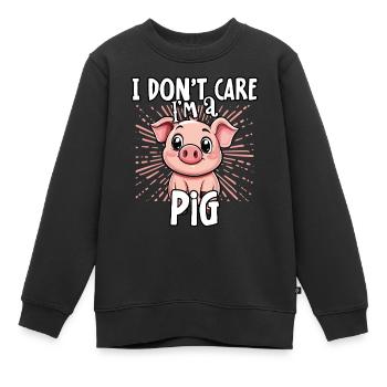Je m’en fiche, je suis un cochon - doux cochon - Sweat Premium enfant bio - noir - Devant - AI Model Kid Female (0cm)