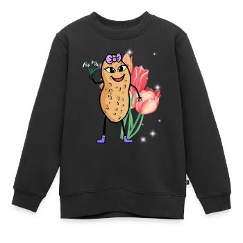 cacahuète printemps fleurs Pâques fleur salutation salutation salutation - Sweat Premium enfant bio - noir - Devant - AI Model Kid Female (0cm)