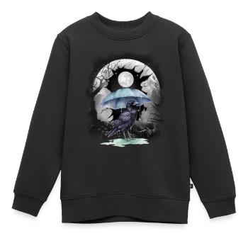 Halloween Vogel Rabe Raben Krähe Krähen Wald Mond - Kinder Premium Organic Sweatshirt - Schwarz - Vorne - AI Model Kid Female (0cm)