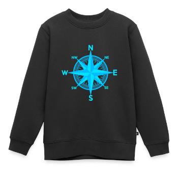 maritim Windrose Kompass Seefahrt Seemann - Kinder Premium Organic Sweatshirt - Schwarz - Vorne - AI Model Kid Female (0cm)
