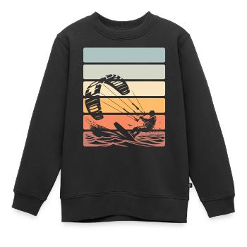 Kitesurfen Kitesurfer Kiteboard - Kinder Premium Organic Sweatshirt - Schwarz - Vorne - AI Model Kid Female (0cm)