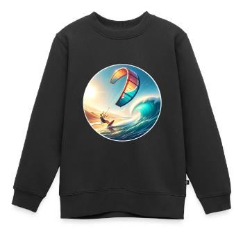 Kitesurfen Kitesurfer Kiteboard - Kinder Premium Organic Sweatshirt - Schwarz - Vorne - AI Model Kid Female (0cm)