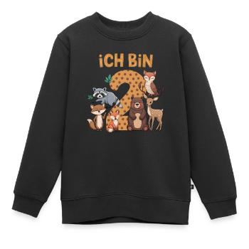 2ème anniversaire 2 ans Animaux de la forêt Animaux de la forêt - Sweat Premium enfant bio - noir - Devant - AI Model Kid Female (0cm)