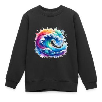 Vague - Sweat Premium enfant bio - noir - Devant - AI Model Kid Female (0cm)