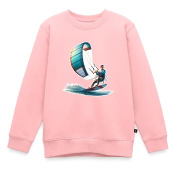 Kitesurfen Kitesurfer Kiteboard - Kinder Premium Organic Sweatshirt - Rosa - Vorne - AI Model Kid Female (0cm)