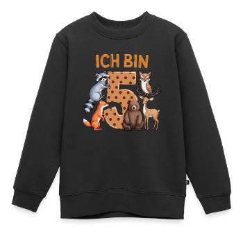 5ème Anniversaire 5 Ans Animaux de la Forêt Animaux de la Forêt - Sweat Premium enfant bio - noir - Devant - AI Model Kid Female (0cm)
