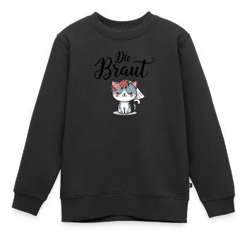 Braut Bride To Be Katze Kätzchen Verlobung JGA - Kinder Premium Organic Sweatshirt - Schwarz - Vorne - AI Model Kid Female (0cm)