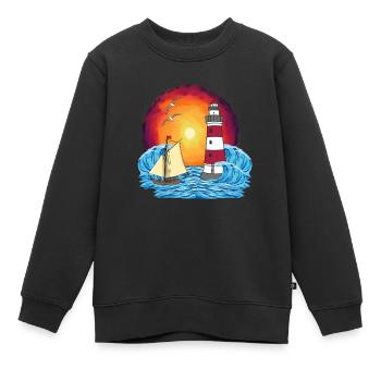 maritime sailing ship lighthouse ship ships - Kids Premium Organic Sweatshirt - black - Front - AI Model Kid Female (0cm)