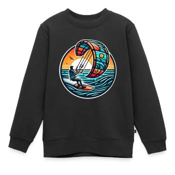 Kitesurfen Kitesurfer Kiteboard - Kinder Premium Organic Sweatshirt - Schwarz - Vorne - AI Model Kid Female (0cm)