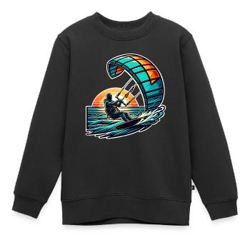 Kitesurfen Kitesurfer Kiteboard - Kinder Premium Organic Sweatshirt - Schwarz - Vorne - AI Model Kid Female (0cm)