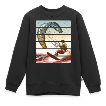 Kitesurfen Kitesurfer Kiteboard - Kinder Premium Organic Sweatshirt - Schwarz - Vorne - AI Model Kid Female (0cm)