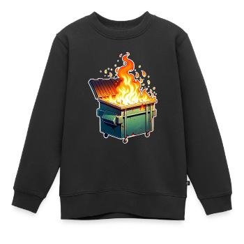 Brûler une poubelle - Sweat Premium enfant bio - noir - Devant - AI Model Kid Female (0cm)