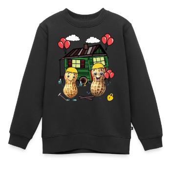 Cabane Remorque de construction Craftsman Peanut Home - Sweat Premium enfant bio - noir - Devant - AI Model Kid Female (0cm)