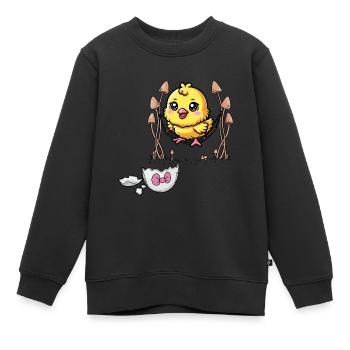 Poussin Pâques Enfants Enfant Coquille d’oeuf Bébé Poulet - Sweat Premium enfant bio - noir - Devant - AI Model Kid Female (0cm)