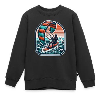 Kitesurfen Kitesurfer Kiteboard - Kinder Premium Organic Sweatshirt - Schwarz - Vorne - AI Model Kid Female (0cm)