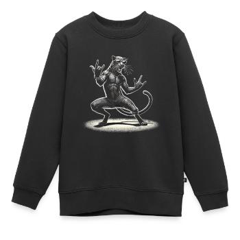 Rock-Panther – Metal und Power - Kinder Premium Organic Sweatshirt - Schwarz - Vorne - AI Model Kid Female (0cm)