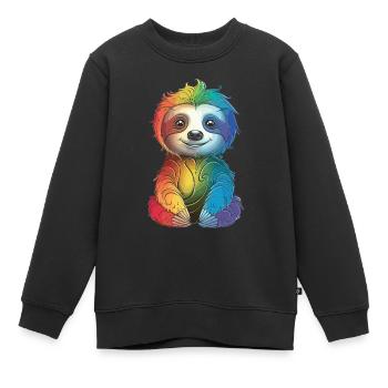 Colorful Rainbow Sloth - Gift Late Riser - Kids Premium Organic Sweatshirt - black - Front - AI Model Kid Female (0cm)