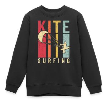 Kitesurfer Kiteboard Kitesurfen Kitesurf - Kinder Premium Organic Sweatshirt - Schwarz - Vorne - AI Model Kid Female (0cm)